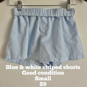 Blue & White Striped Women's Shorts